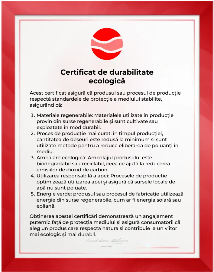 Certificat de durabilitate ecologică